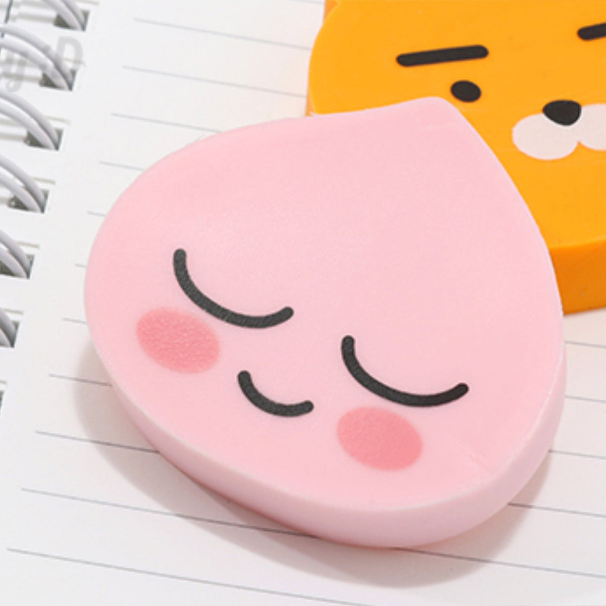 Kakao Friends Pencil Zipper Pouch Case and Cute Character Face Eraser Set