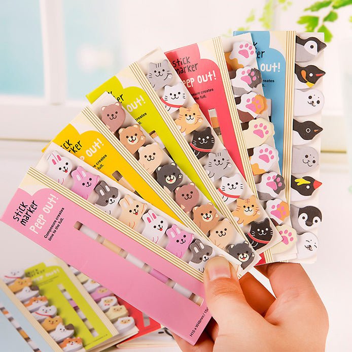 Cute Baby Animal Stick Book-Marker Peep Out Page Tabs 5 Design Set - SkoopMarket