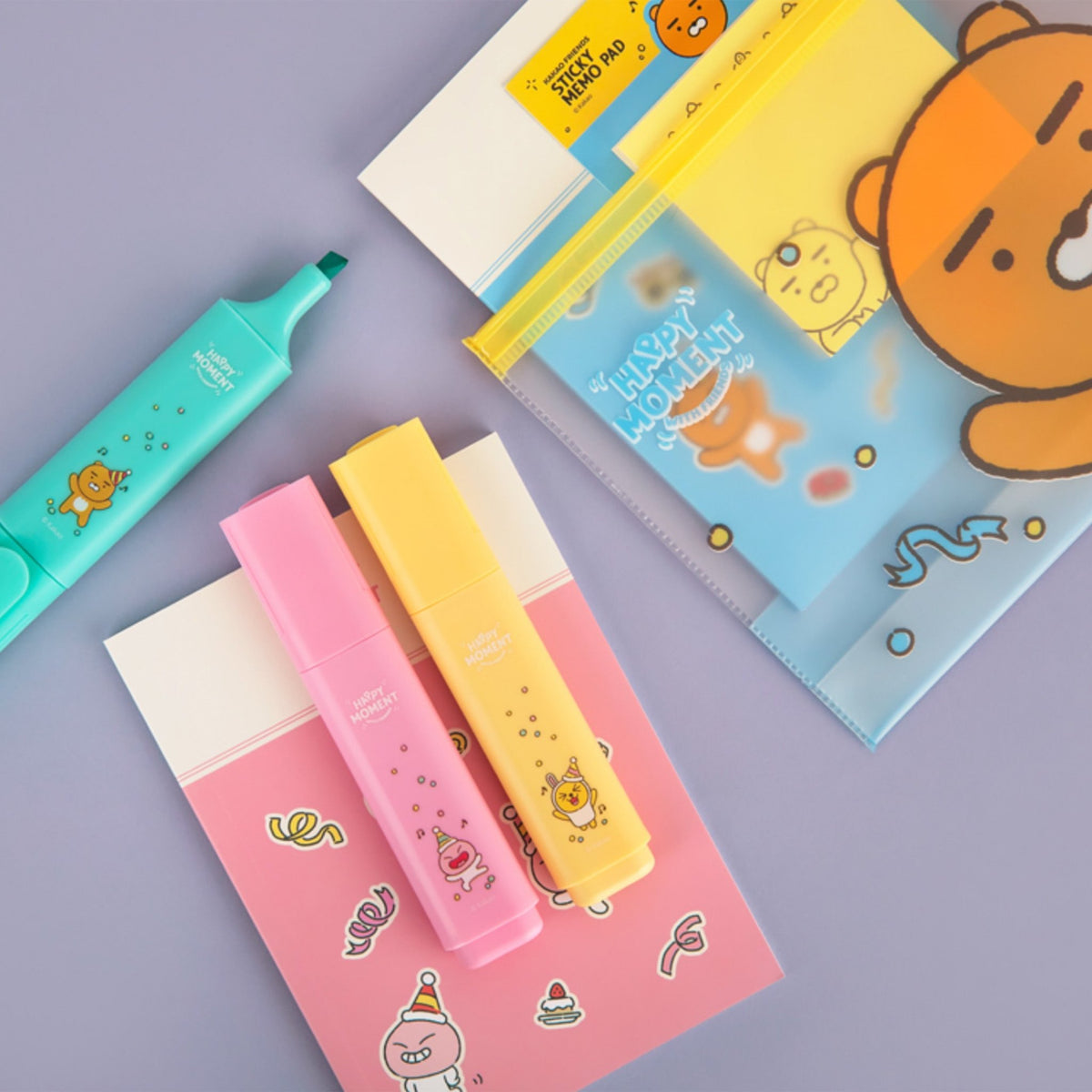 KAKAO FRIENDS Assorted 3 Colors Pen Quick Dry Highlighter Pencil - SkoopMarket