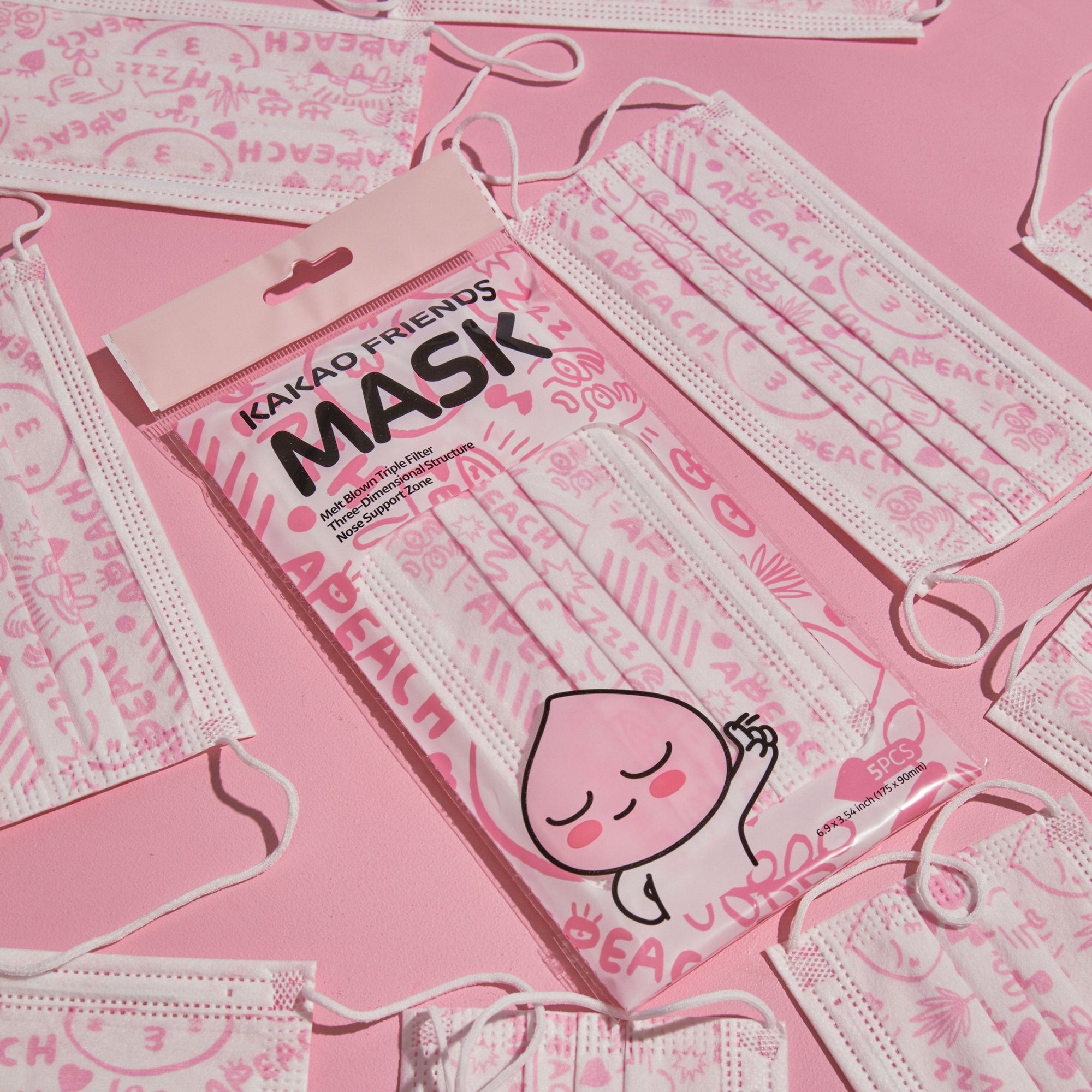 KAKAO FRIENDS Character Printed Melt Blown High Elasticity Premium Mask (Apeach) - SkoopMarket