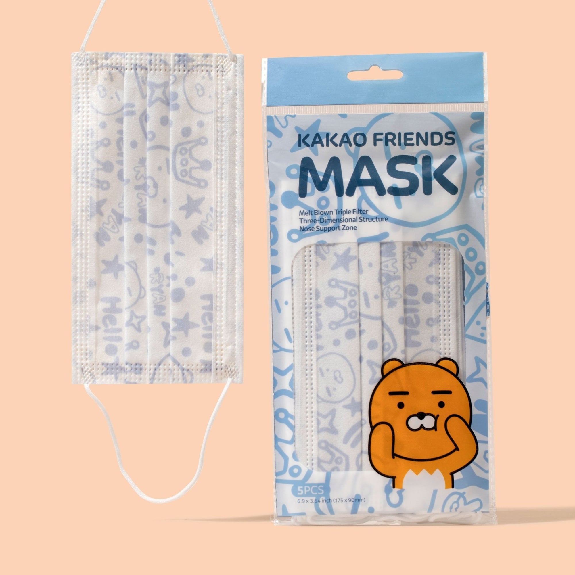 KAKAO FRIENDS Character Printed Melt Blown High Elasticity Premium Mask (Ryan) - SkoopMarket