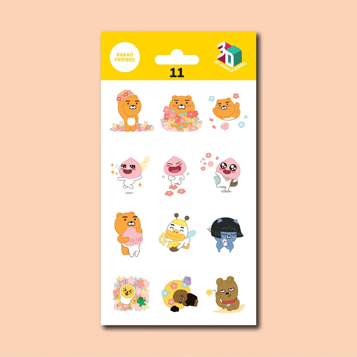 KAKAO FRIENDS Cute Character 3D Stickers for T-Shirts, Caps, Bags - SkoopMarket