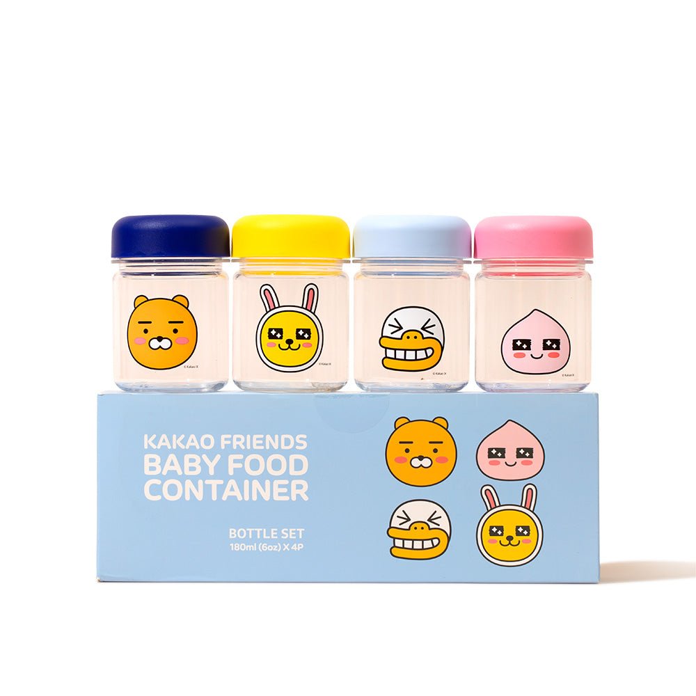 KAKAO FRIENDS Cute Character Baby Food Container Bottle 4 Set 180ml (6oz) - SkoopMarket