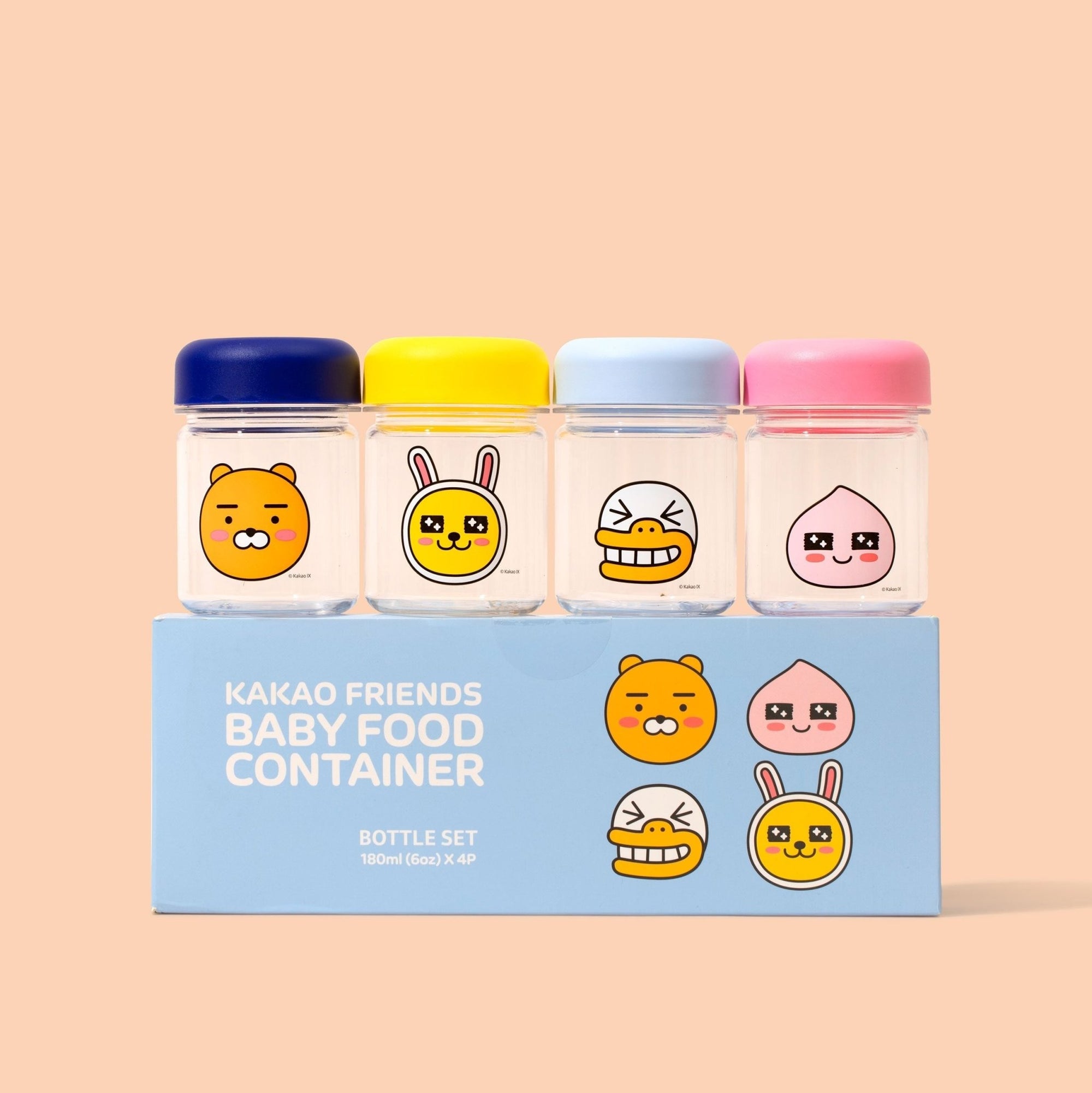 KAKAO FRIENDS Cute Character Baby Food Container Bottle 4 Set 180ml (6oz) - SkoopMarket