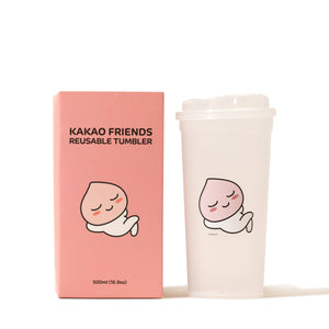 Kakao Friends Glass Mug and Two Paper Coasters Set Apeach